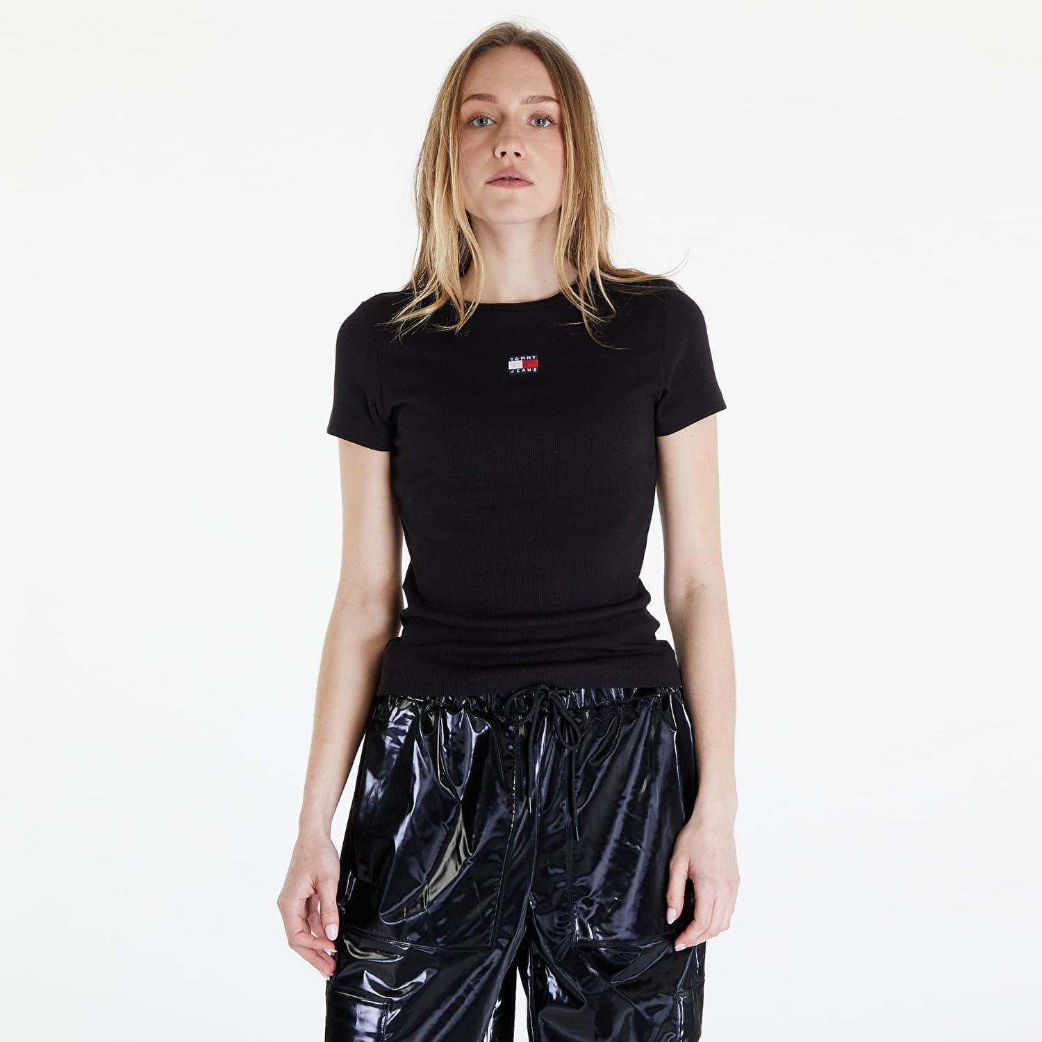 Тениска Tommy Hilfiger Slim Badge Ribbed Tee Black Черно | DW0DW17881 BDS, 0
