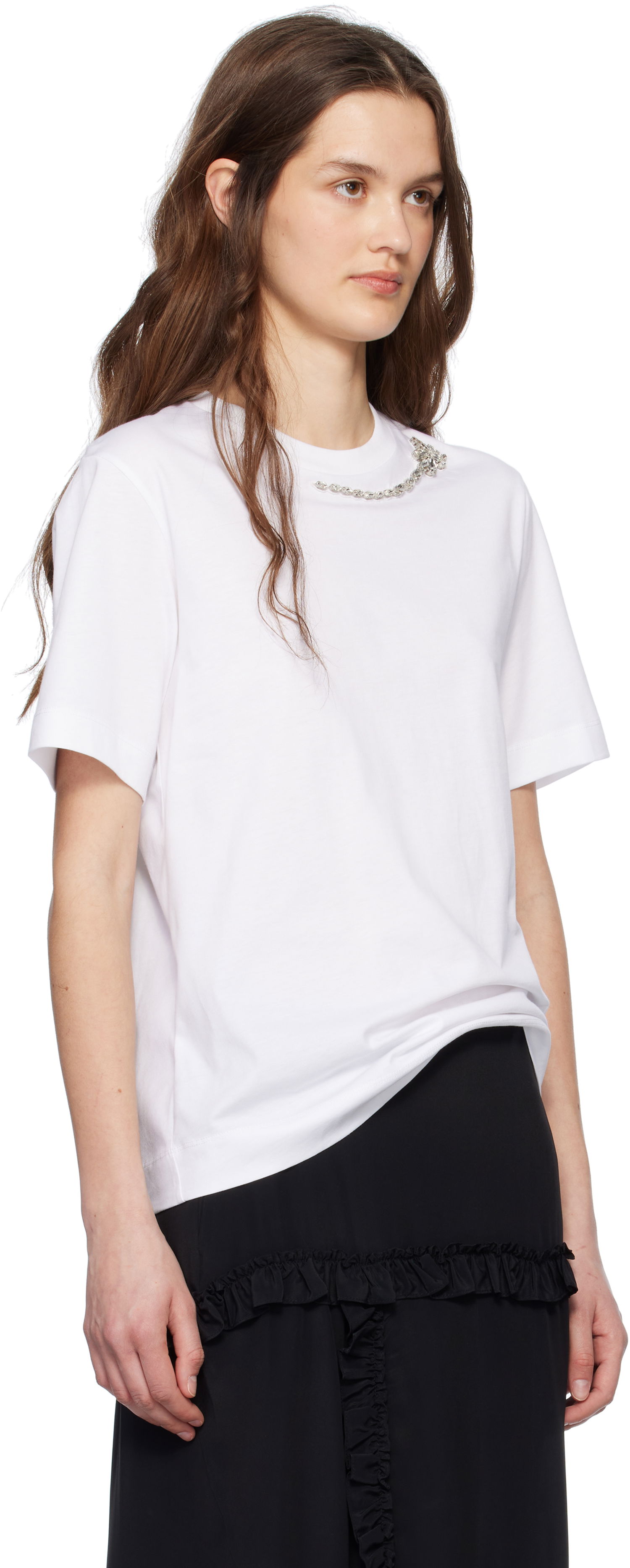 Тениска Simone Rocha Simone Rocha Embellished Flower T-Shirt Бяло | 5342B 0553, 1