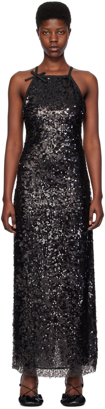 Pокля MSGM Sequin Maxi Dress Черно | 3641MDA48 247122