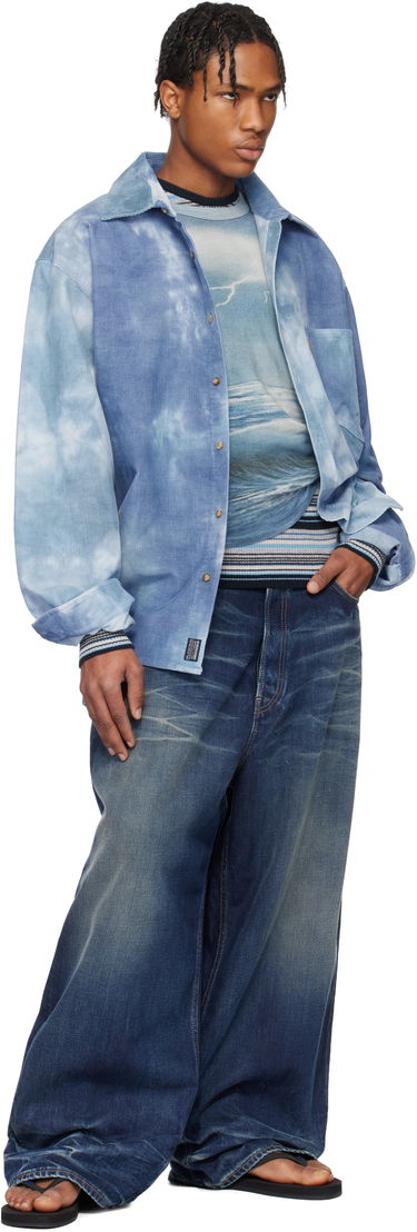 Риза ERL ERL Tie-Dye Corduroy Overshirt Синьо | ERL10B007, 3