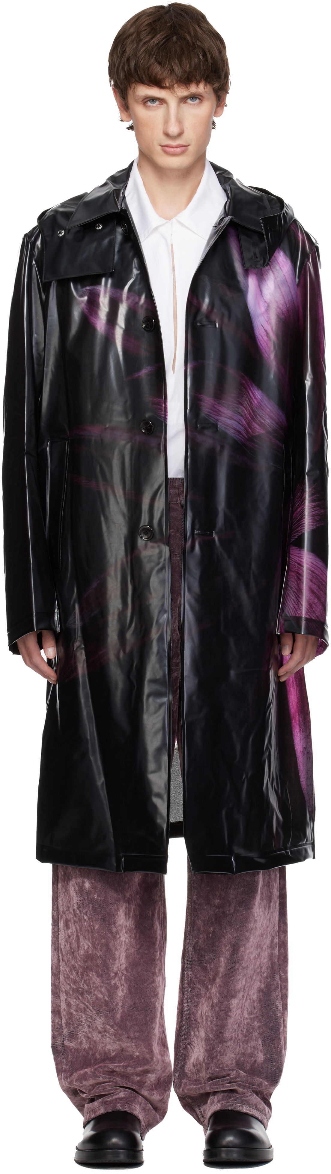 Дъждобран Dries Van Noten Dries Van Noten Loose Fit Mac Raincoat with Purple Abstract Print Многоцветен | 252-020251-2095, 0