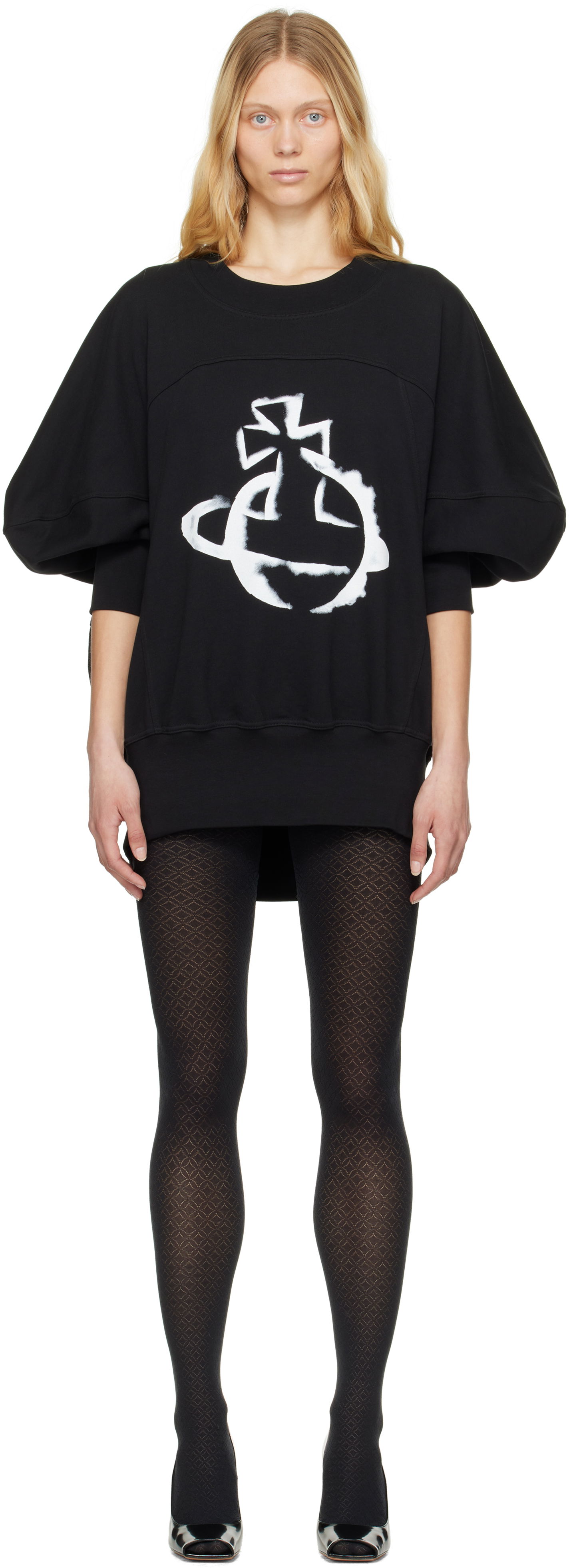 Пуловер Vivienne Westwood Vivienne Westwood Stencil Orb Overhead Sweat Minidress Черно | 1I01000X-J006O-, 0