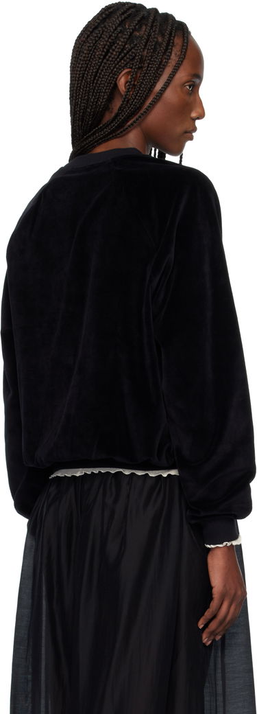 Суитчър Baserange Velvet Raglan Sweatshirt with Ruffle Trim Черно | PURR-VE-WI25, 2
