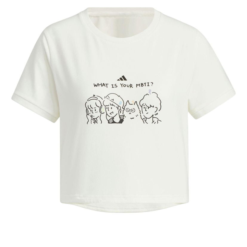 Съкратен топ adidas Originals Graphic Crop T-Shirt Бяло | JN6663