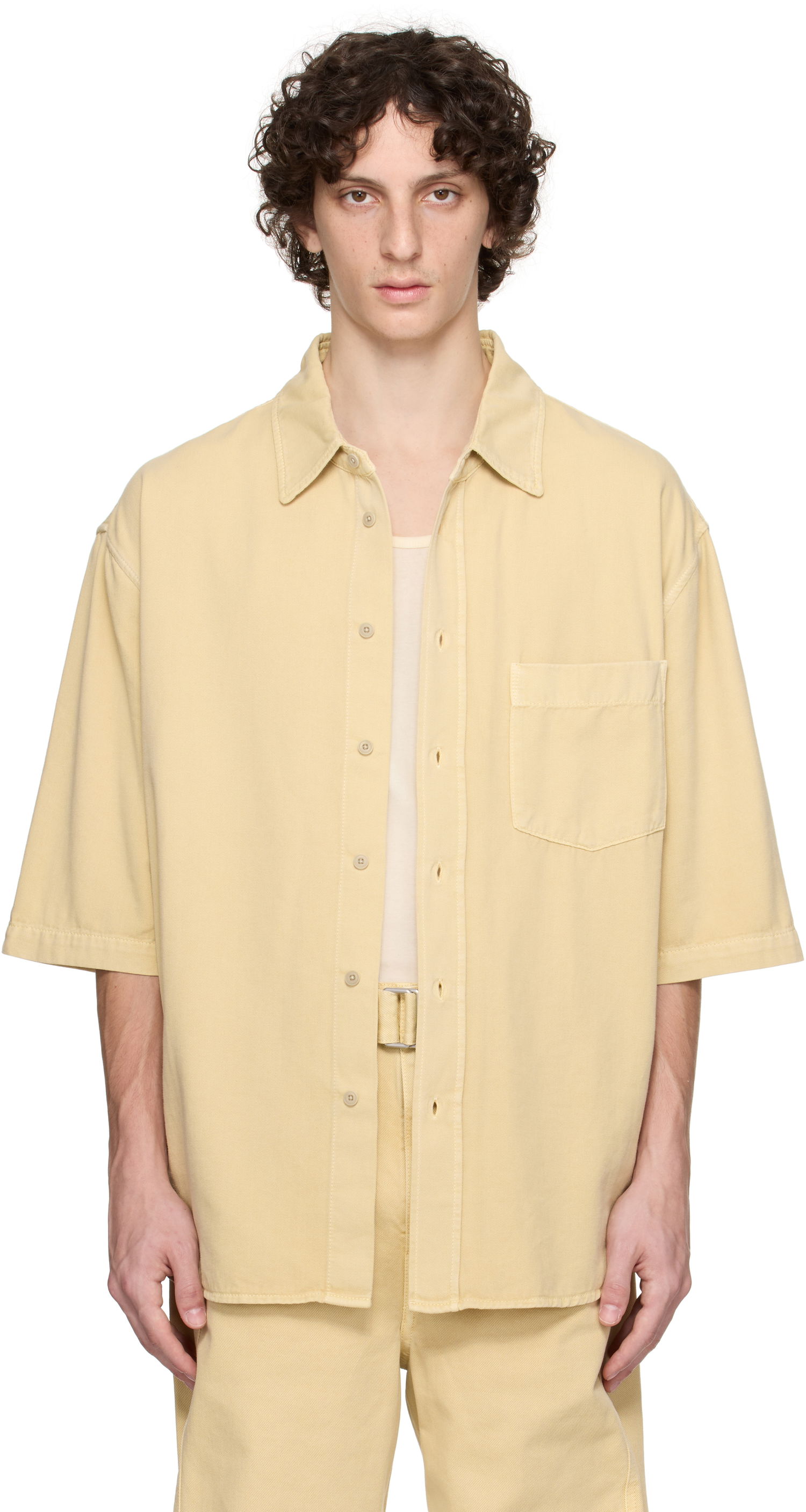 Риза LEMAIRE LEMAIRE Short Sleeve Denim Shirt Жълто | SH1174 LD1047, 0