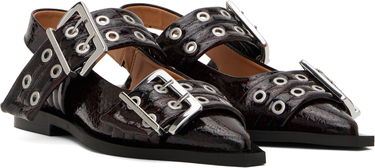 Колани GANNI GANNI Snake Buckle Flats Кафяво | S2951, 3