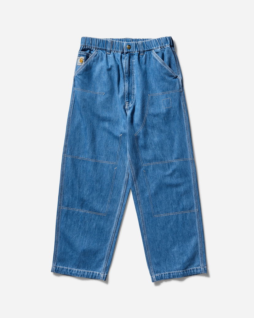 Карго панталони Carhartt WIP Double Knee Stone Washed Pants Синьо | A242055 106