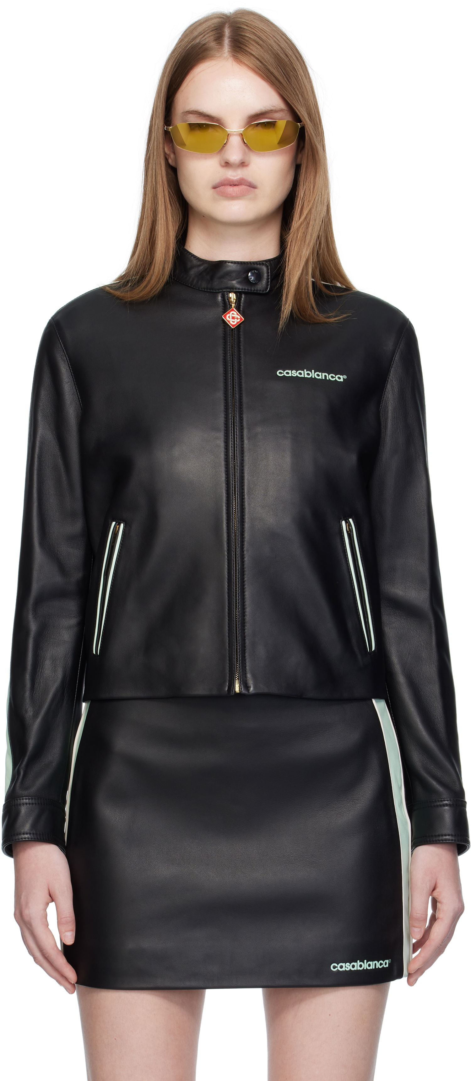 Яке Casablanca Casablanca Leather Racer Jacket Черно | WPF25-JK-400-01, 0