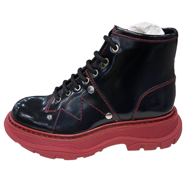Кецове и обувки Alexander McQueen Alexander Mcqueen Studded Polished Leather Ankle Boots Черно | 595469WHQSG1169