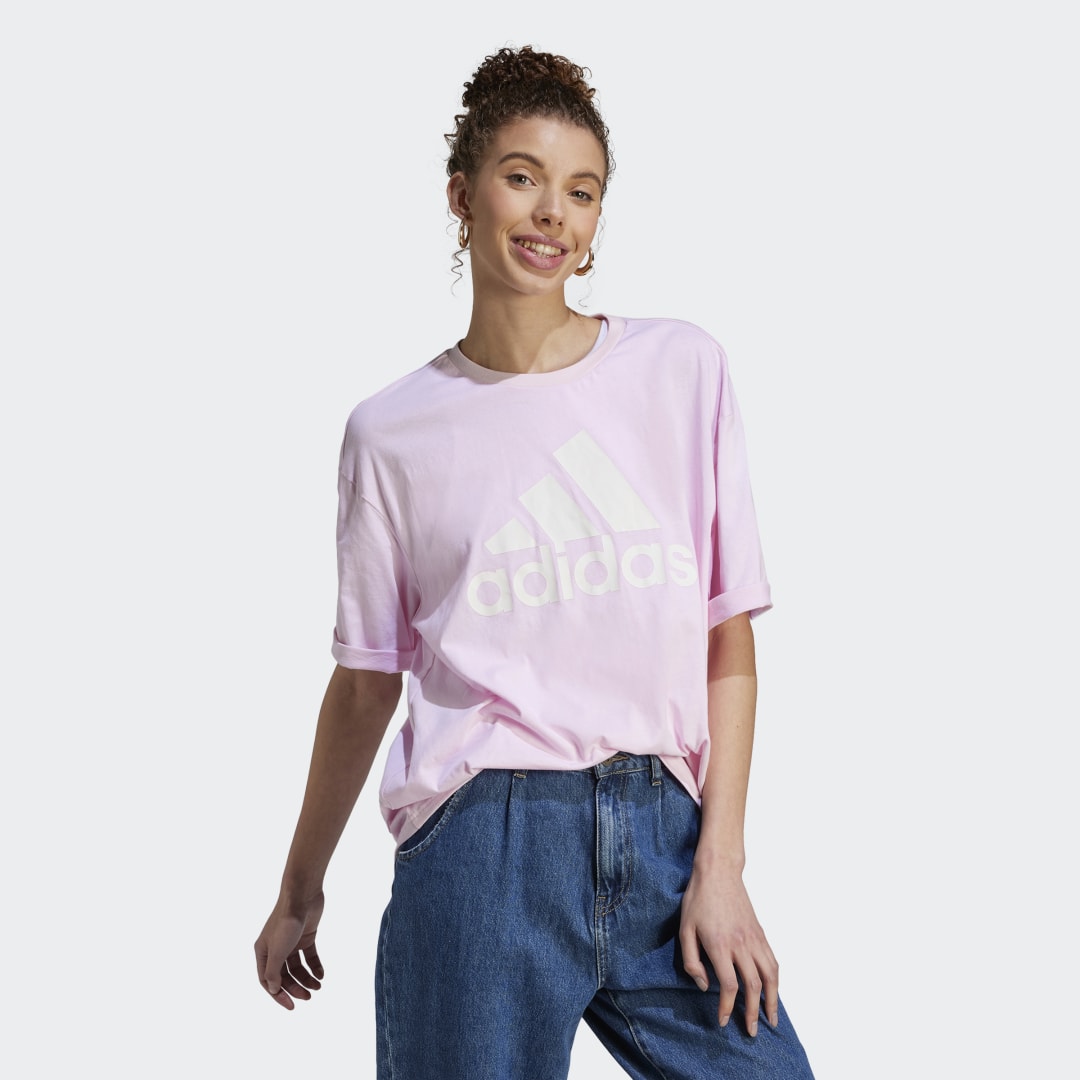 Тениска adidas Originals Essentials Big Logo Boyfriend Розово | IC9860, 0