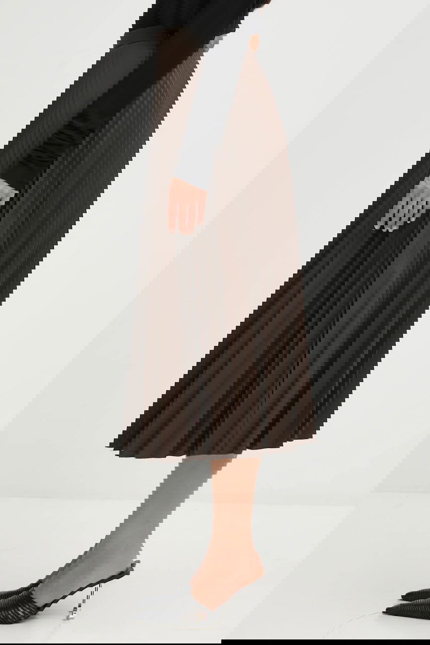 Пола Maison Margiela MM6 Maison Margiela Pleated Midi A-line Skirt Кафяво | S62MA0096.M35609.143, 1