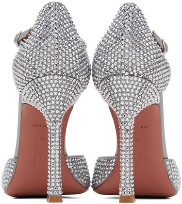 Кецове и обувки Amina Muaddi Crystal Embellished Slingback Pumps Сиво | VITTORIA PUMP SR SATIN, 1