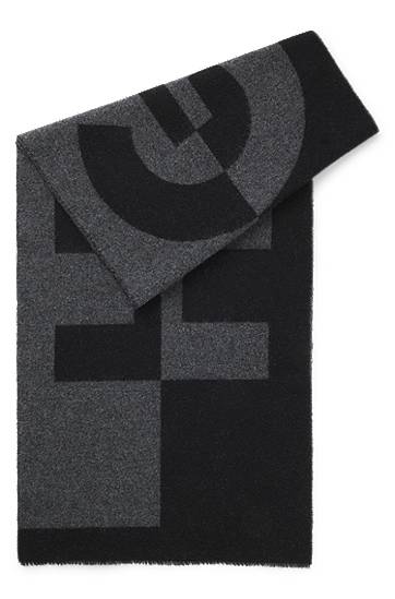 Wool-blend scarf with stacked logos