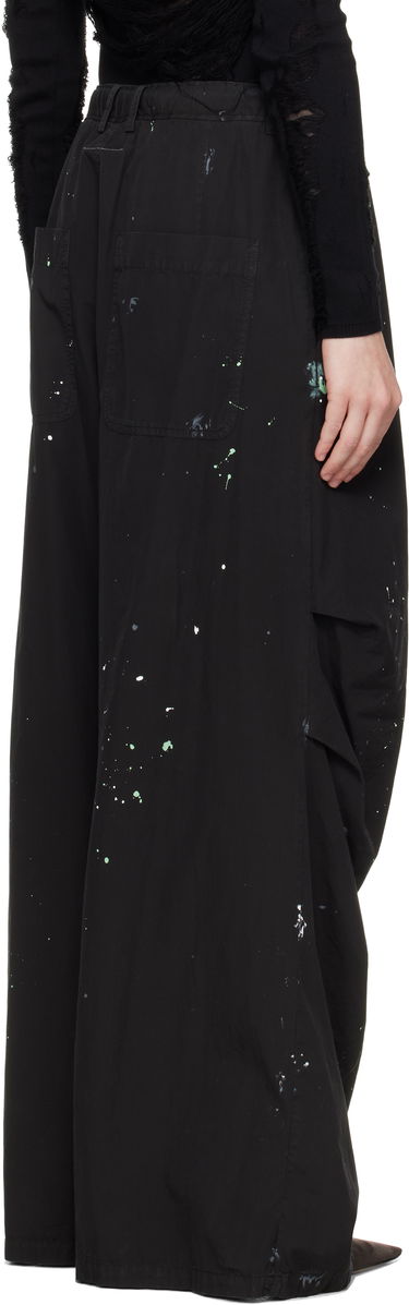 Карго панталони Maison Margiela MM6 Maison Margiela Light Cotton Poplin Wide Leg Trousers with Paint Splatter Черно | S62KB0240 M35458, 2