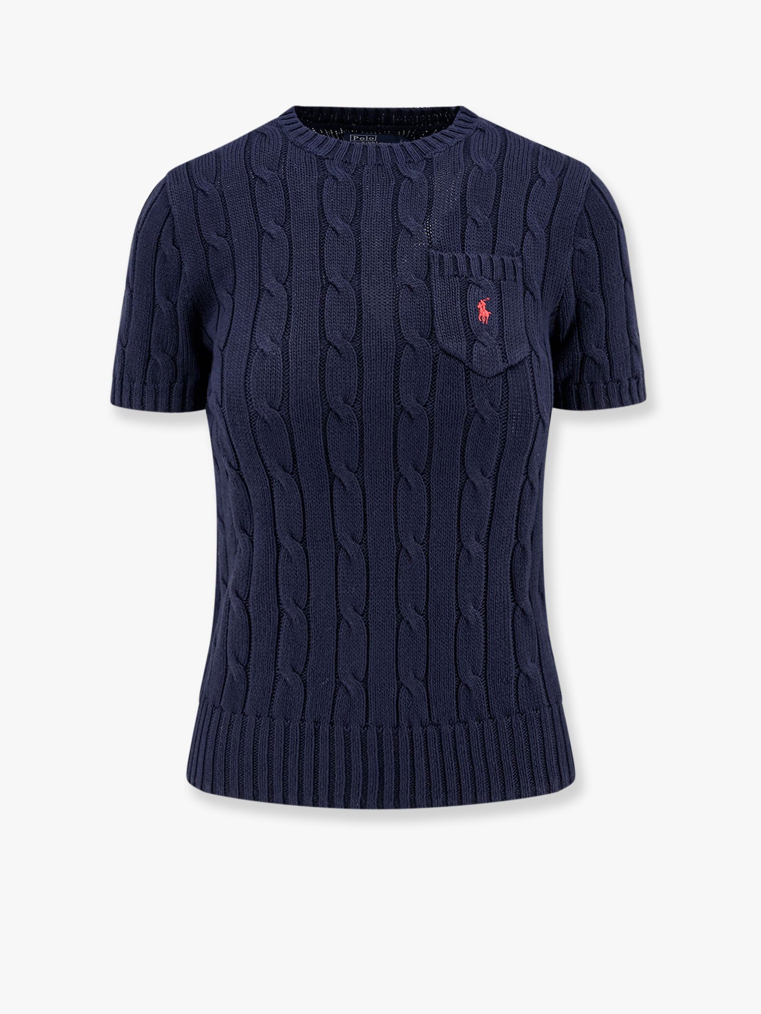Пуловер Polo by Ralph Lauren Women's Cable Knit Short Sleeve Sweater with Pocket by Polo Ralph Lauren Тъмно синьо | 211895379010, 0