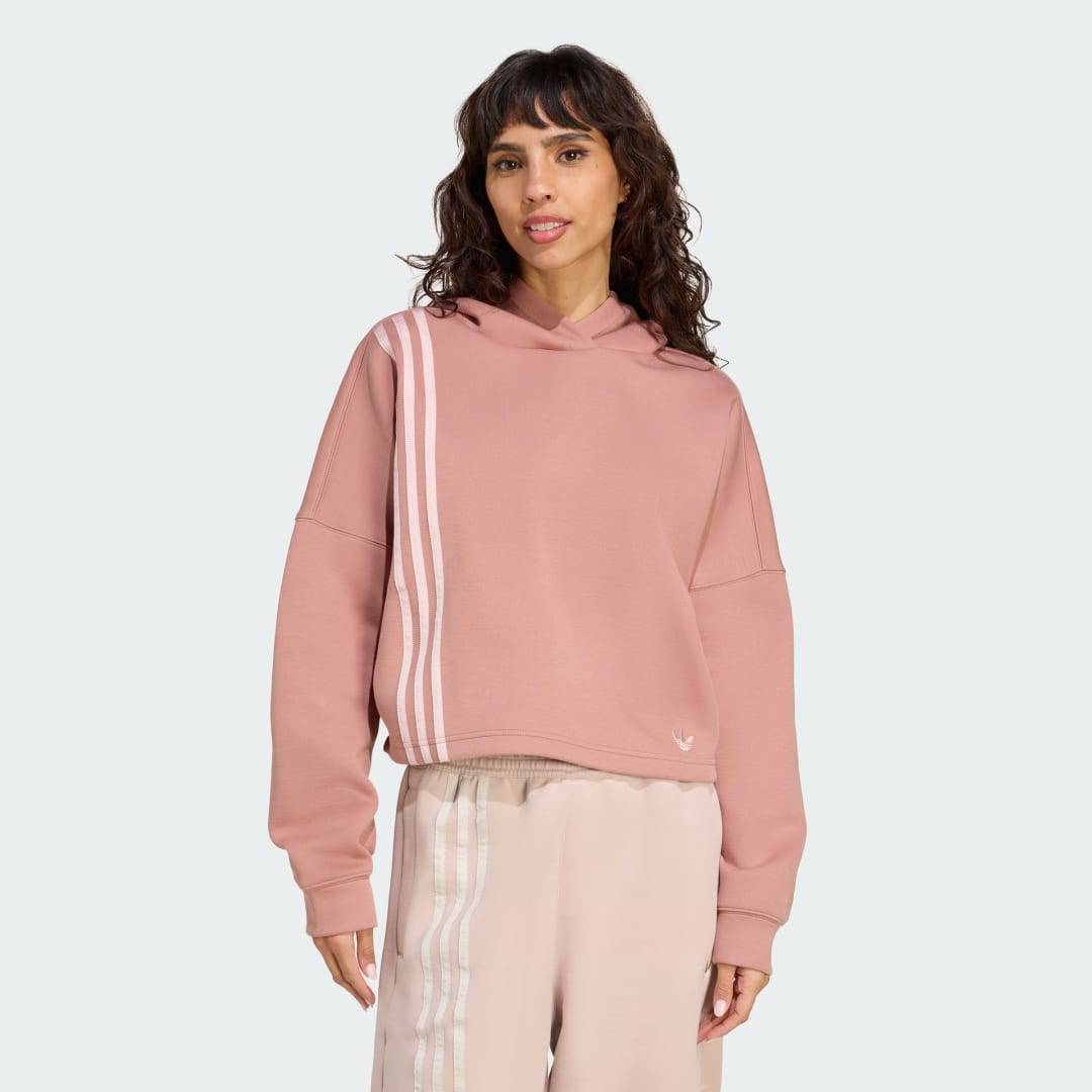 Суитчър adidas Performance Off Placed 3-Stripes Cropped Hoodie Розово | JW3601, 0