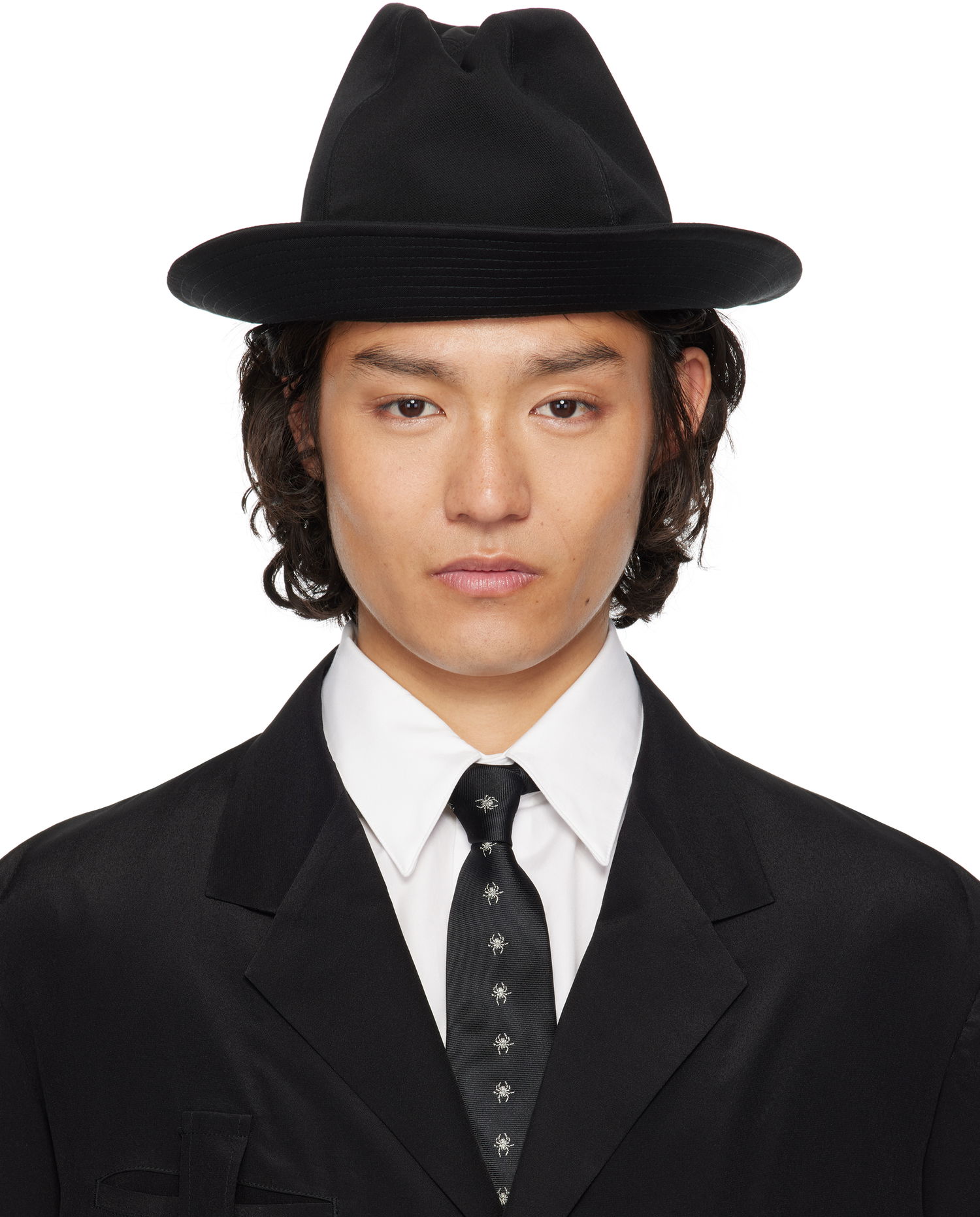 Шапка Yohji Yamamoto Yohji Yamamoto Wool Gabardine Fedora Черно | HP-H09-100, 0