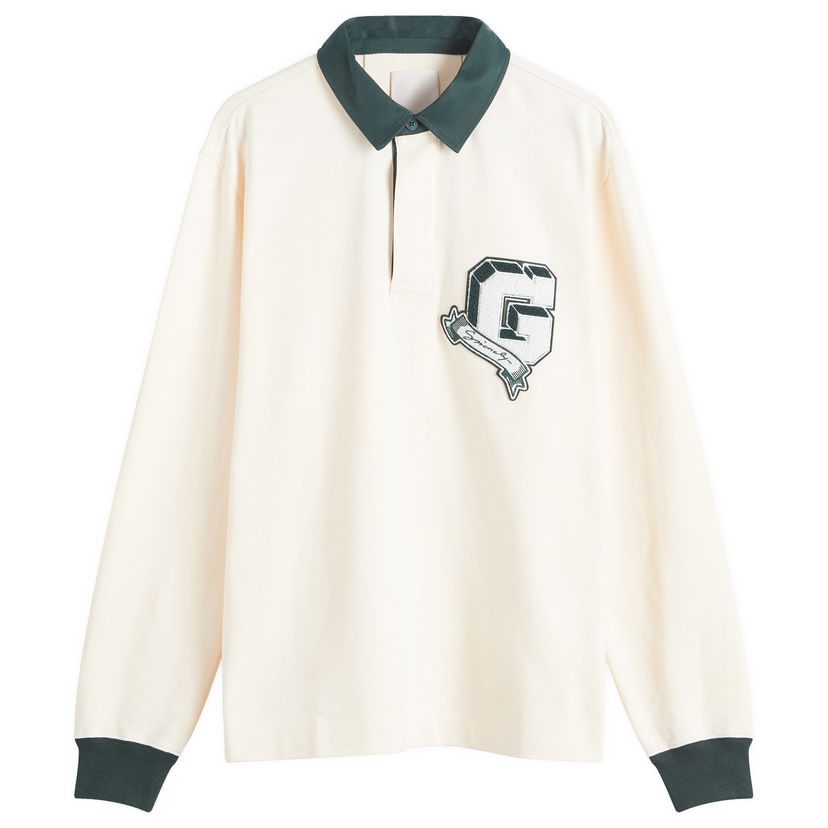 Поло тениска Givenchy Long Sleeve Polo with Graphic Embroidery Бяло | BM71MT3YPD-115