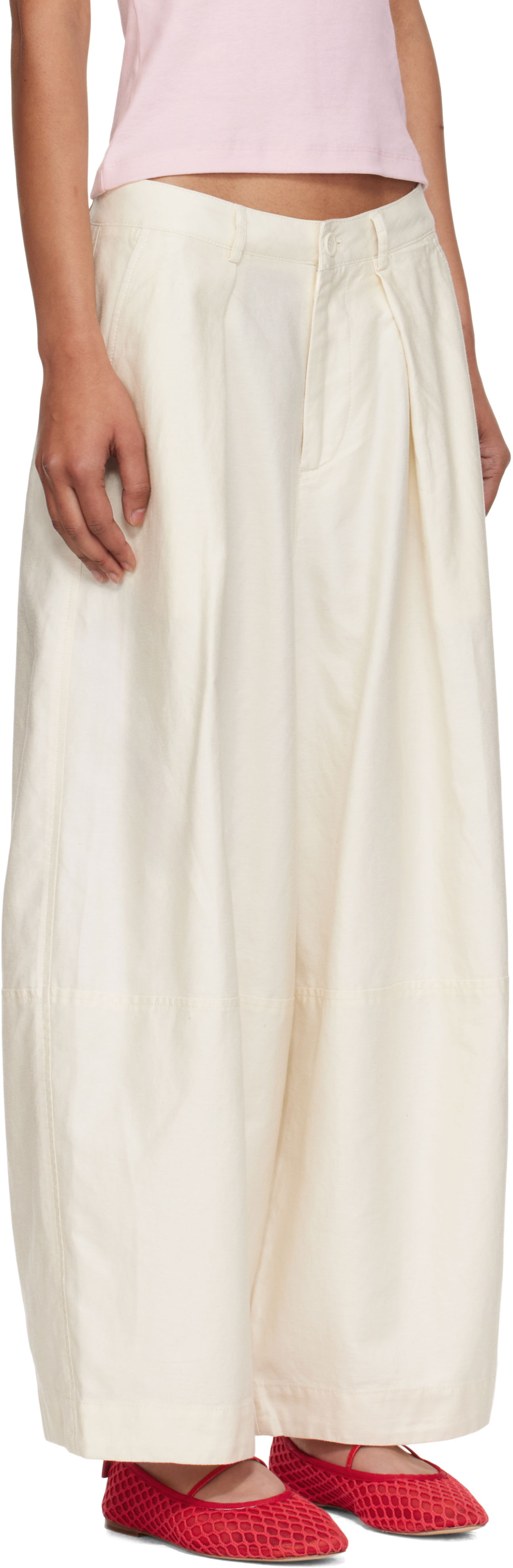 Панталони YMC YMC Deadbeat Wide-Leg Trousers Бяло | Q4YMF, 1