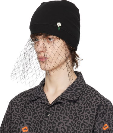 Шапка UNDERCOVER UNDERCOVER Beaded Appliqué Veil Beanie Черно | UC1E4H03-1, 3