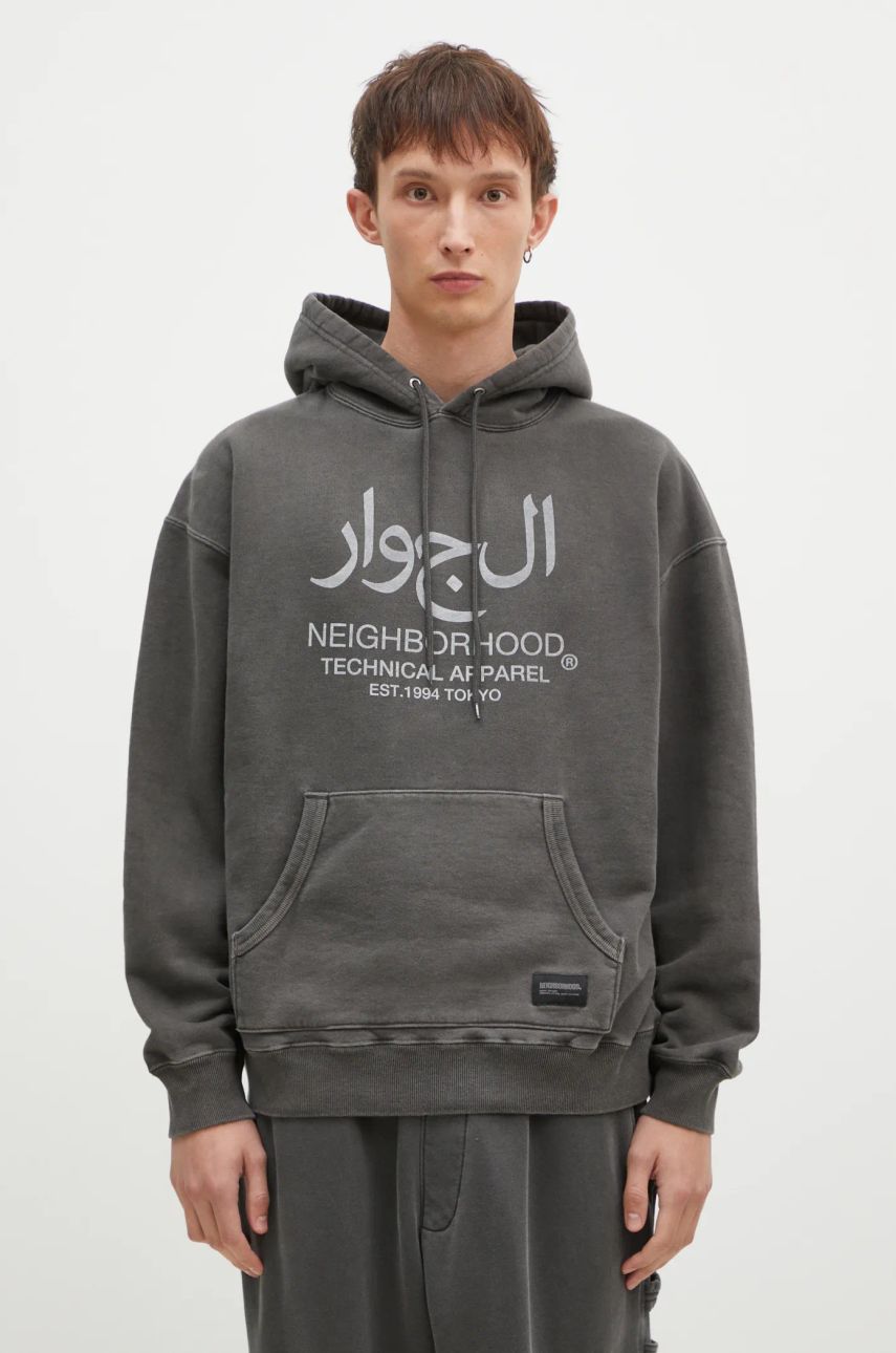 Суитчър Neighborhood Pigment Dyed Graphic Print Hoodie Сиво | 242UNNH.CSM02, 0