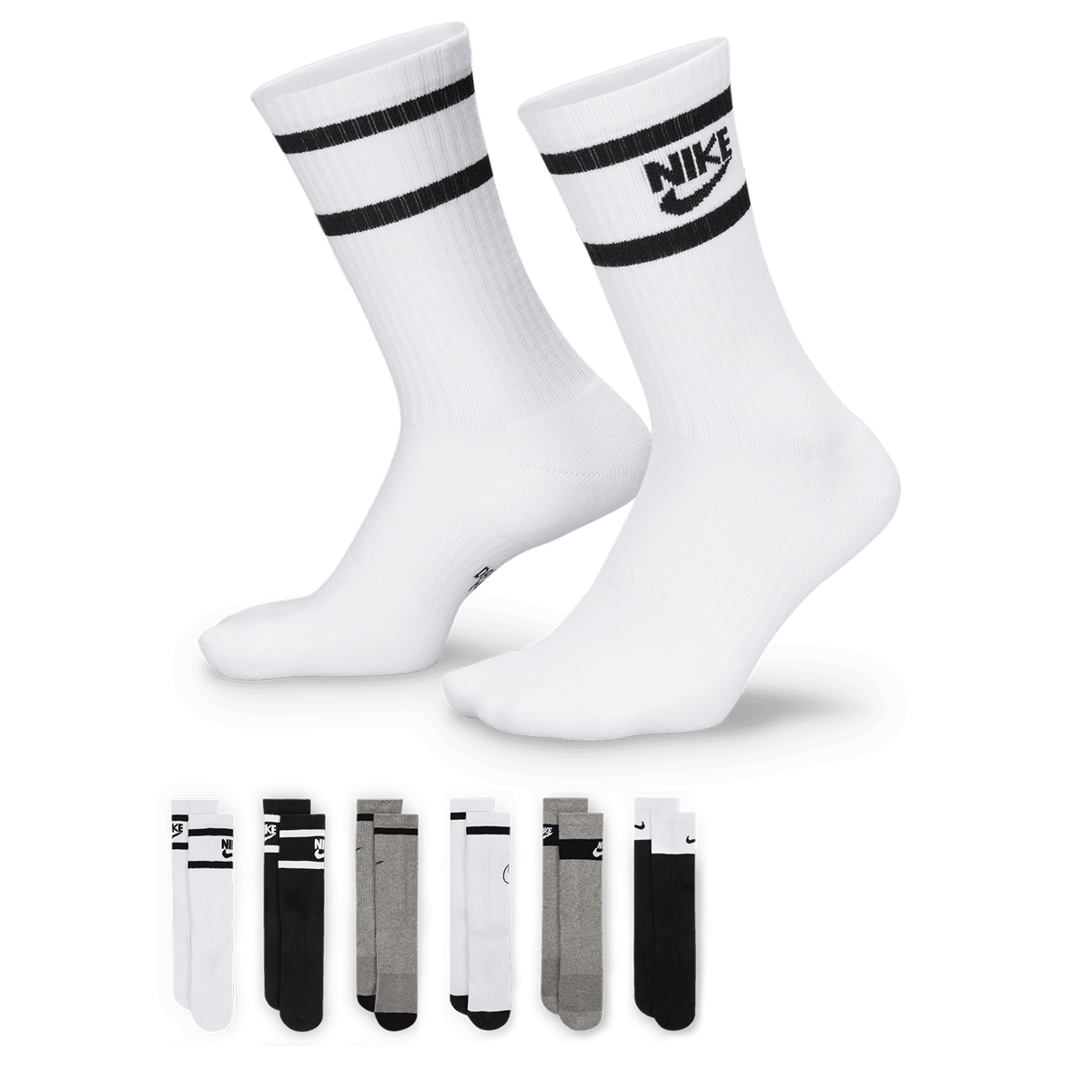 Чорапи Nike Everyday Cushioned Crew Socks 6 Pairs Бяло | CK7302-901, 0