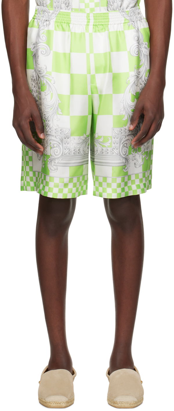 Къси панталони Versace Green & White Medusa Contrasto Shorts Зелено | 1002476_1A10864, 0