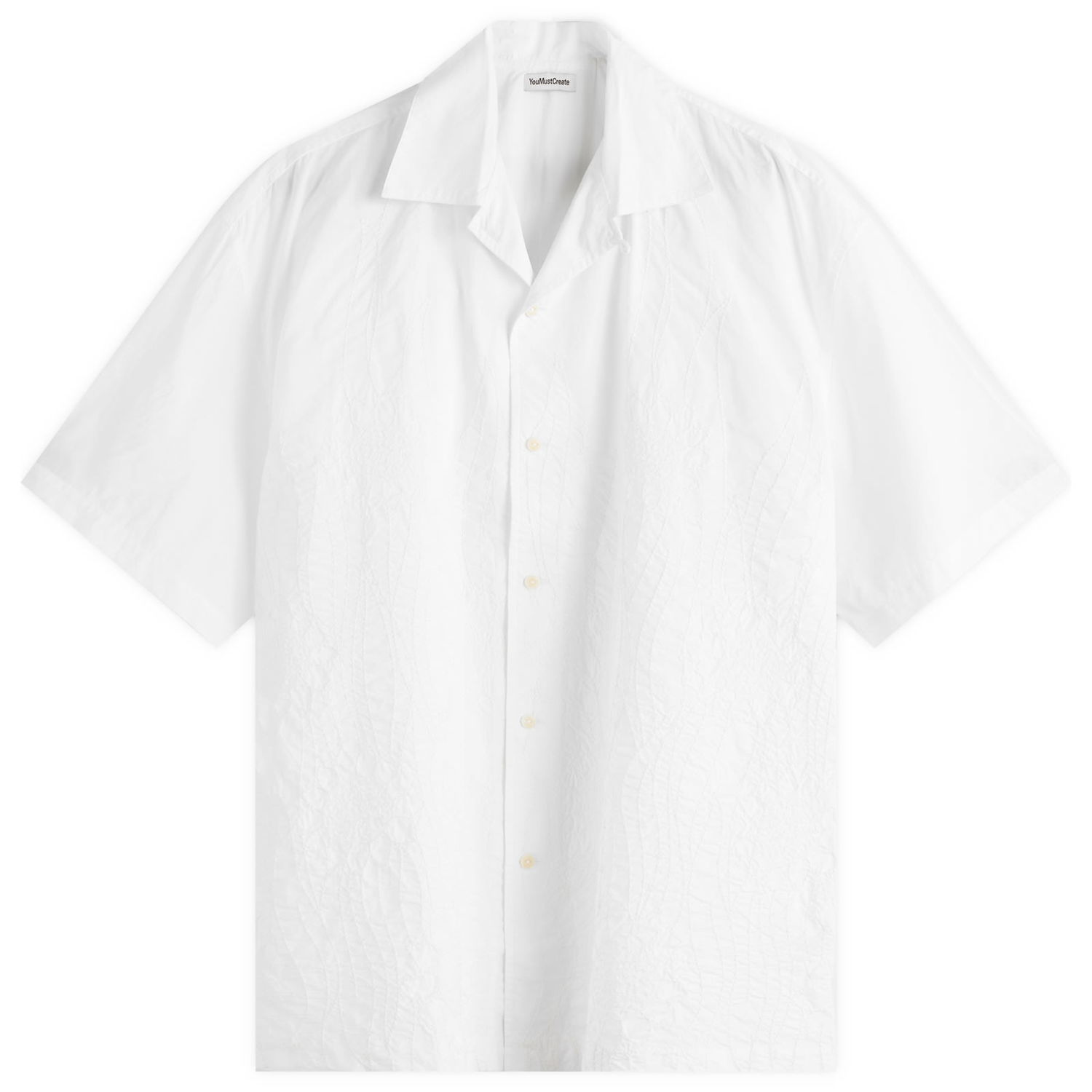 Риза YMC YMC Sidri Embroidered Vacation Shirt, Size Large Бяло | P2YAA-10, 0