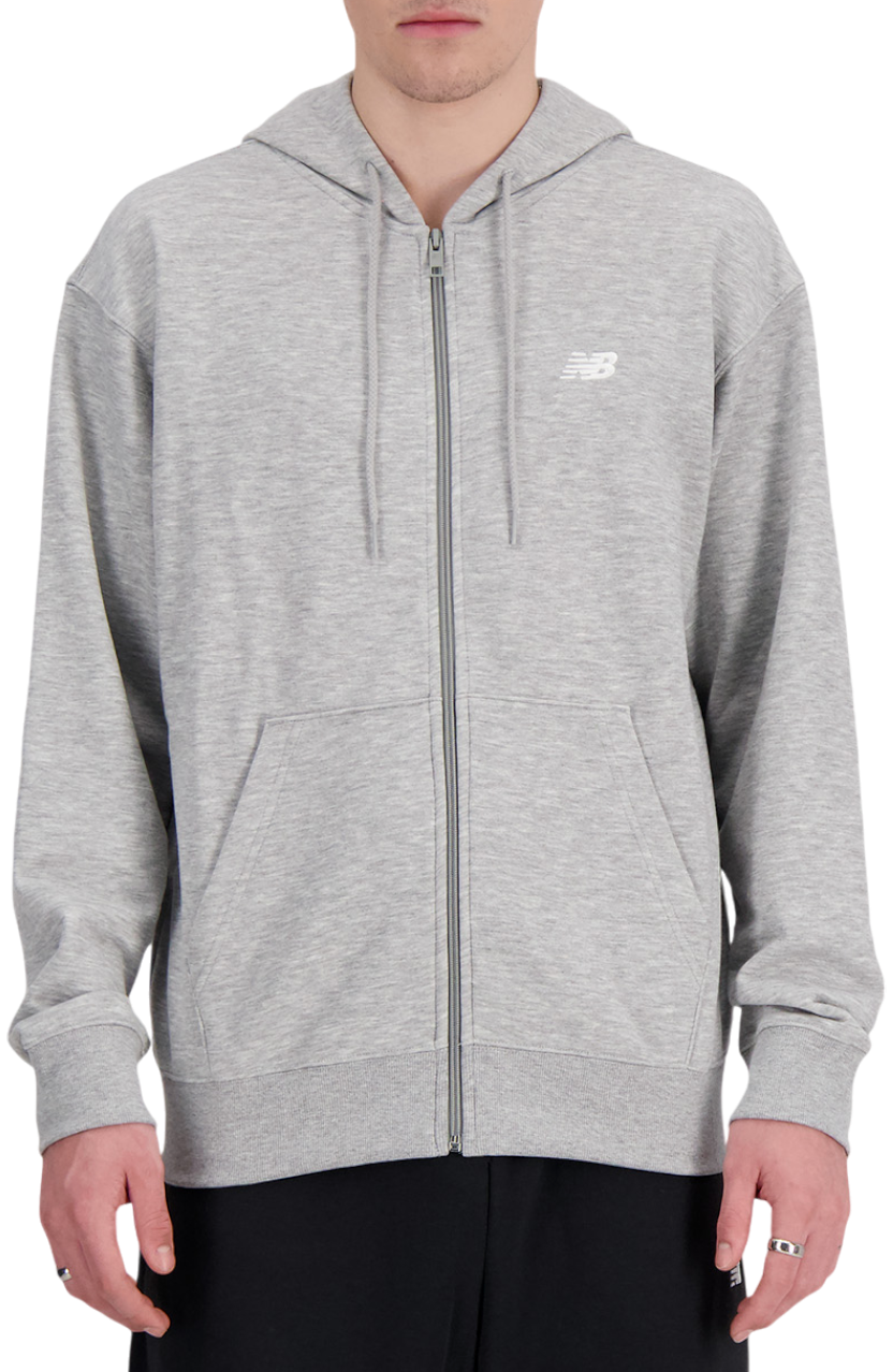 Суитчър New Balance Essentials Logo Fleece Full Zip Hoodie Сиво | mj41502-ag, 0