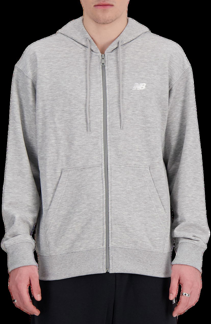 Суитчър New Balance Essentials Logo Fleece Full Zip Hoodie Сиво | mj41502-ag