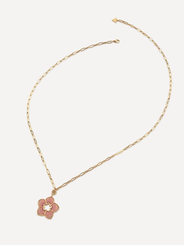 Колие GUESS Gold-Tone Flower Pendant Necklace Металик | JUBN04460JW