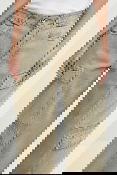 Карго панталони Rick Owens Rick Owens DRKSHDW Cotton Wide Leg Double Cargo Jeans with Medium Waist Бежово | DS02E7308.DMP, 3