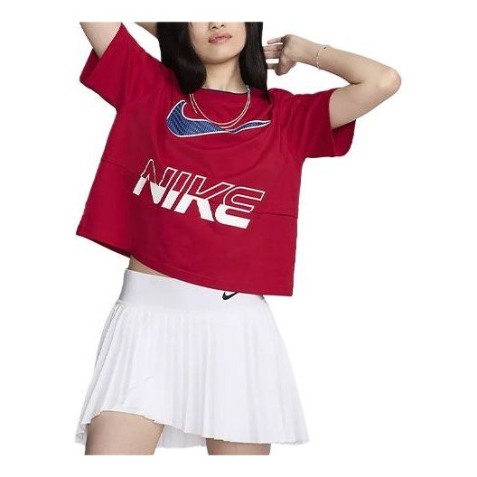 Съкратен топ Nike Sportswear Logo Cropped T-Shirt Червено | HF6291-687