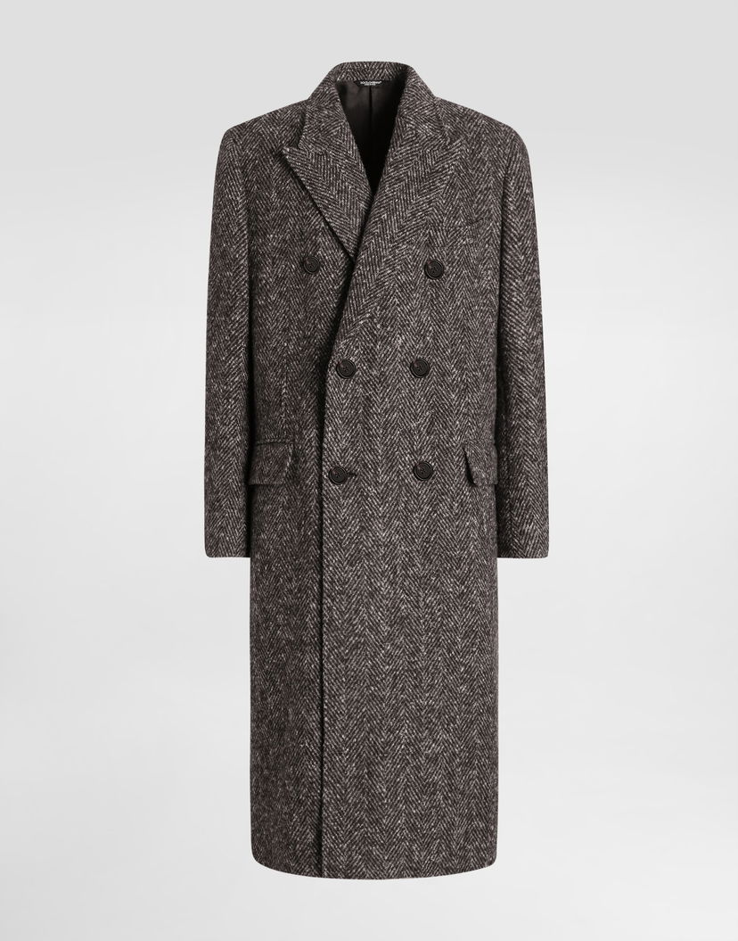 Палта Dolce & Gabbana Dolce & Gabbana Double-breasted Herringbone Coat Сиво | G038ZTFC2FDS8030