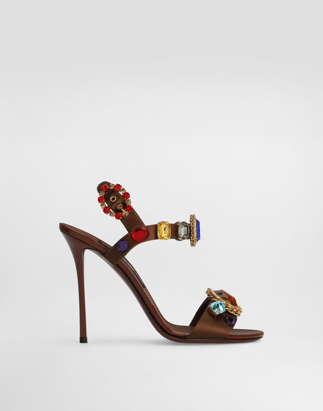 Dolce & Gabbana Keira 2.0 Satin And Patent Leather Sandals With Embellishments