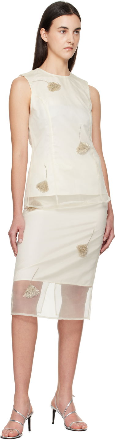 Пола Róhe Róhe Embellished Tulip Organza Midi Skirt Бяло | 414-32-147, 3