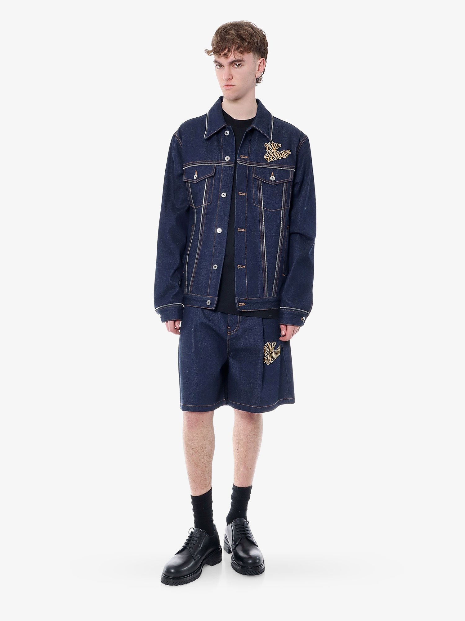 Яке Off-White JACKET - OFF WHITE Тъмно синьо | OMYE092S24DEN0014522, 1