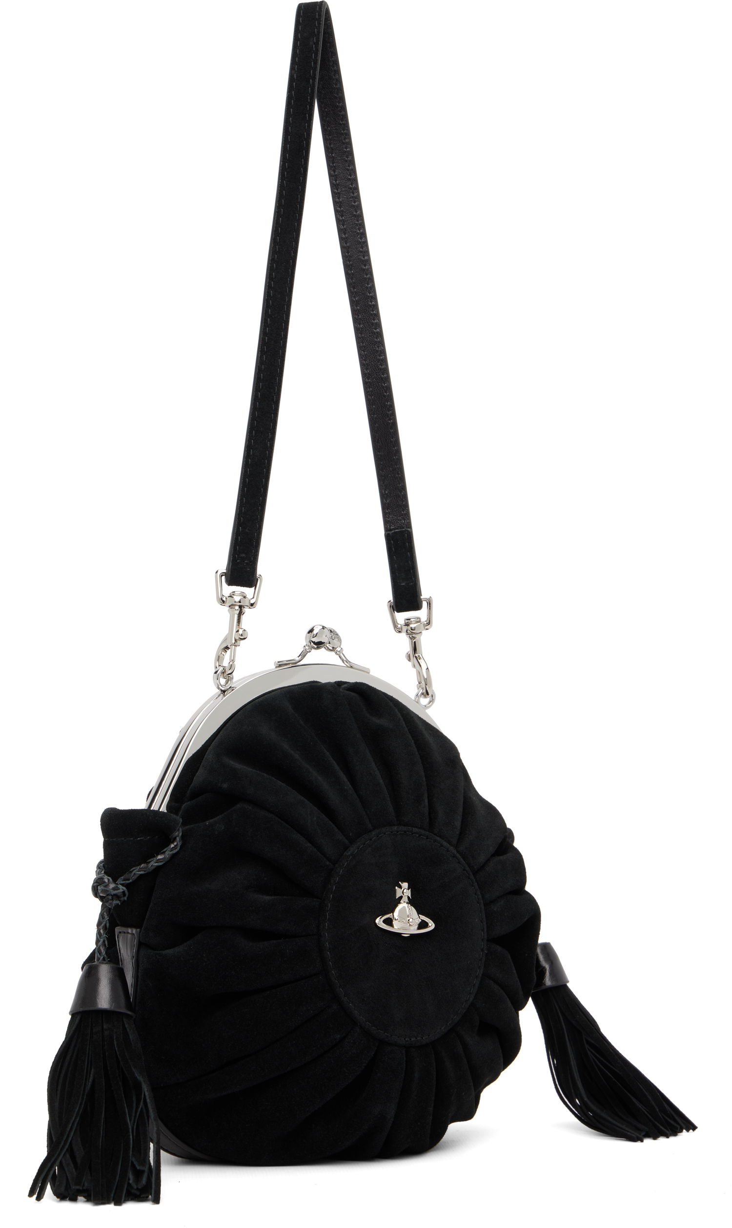 Чанта през рамо Vivienne Westwood Rosie Suede Gathered Frame Bag with Tassels Черно | 4B01000SW-L007E-, 1
