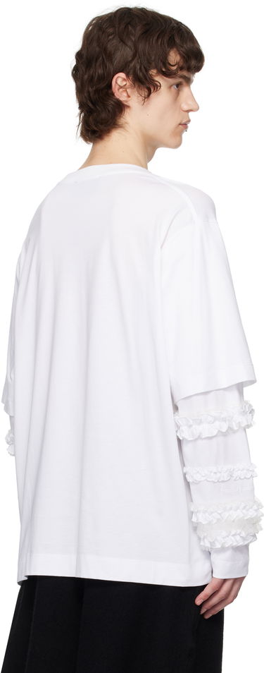 Тениска Simone Rocha Simone Rocha Layered Ruffle Frill Long Sleeve T-Shirt Бяло | 5326 0553, 2