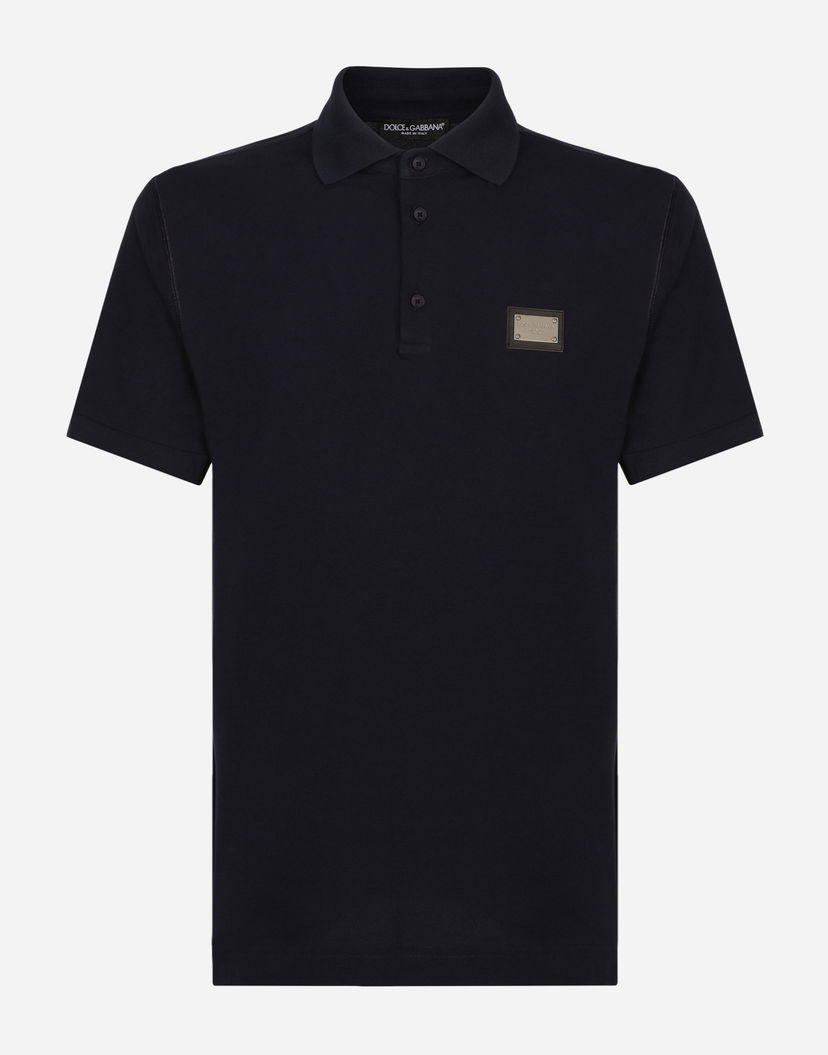 Поло тениска Dolce & Gabbana Cotton Piqué Polo-shirt With Branded Tag Черно | G8PL4TG7F2HB0665