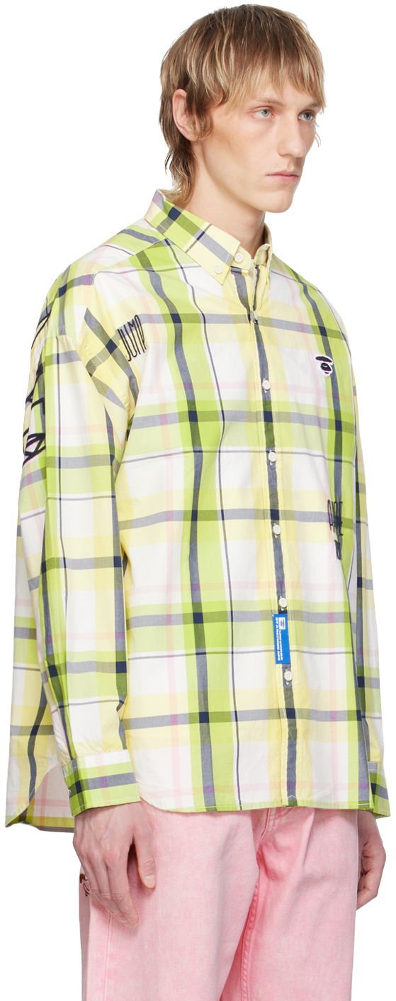 Риза AAPE by A Bathing Ape AAPE by A Bathing Ape Embroidered Plaid Shirt Жълто | AAPSTM8479XXMGRT, 1
