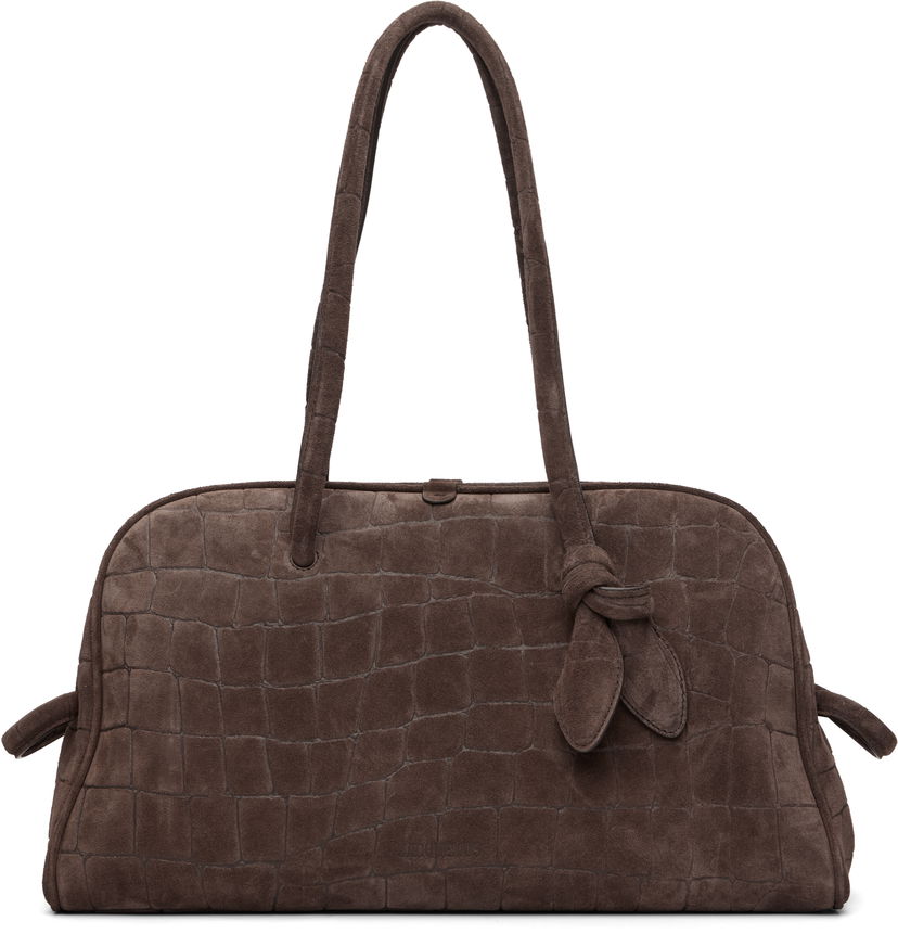Дамска чанта Jacquemus 'The Turismo' Crocodile-Embossed Suede Top Handle Bag Кафяво | 25EBAU00417AC07A09