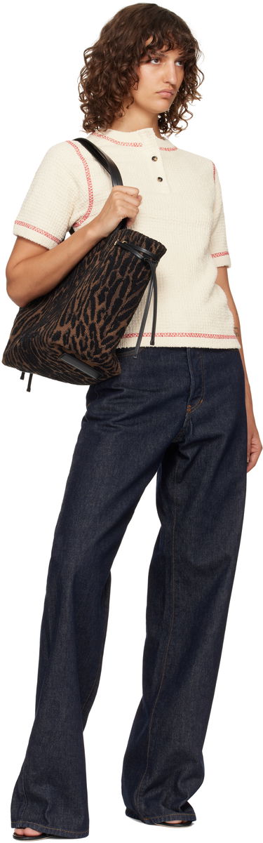 Голяма пазарска чанта Tom Ford Tom Ford Jacquard & Calfskin Large Tote Кафяво | L1876-TSY057G, 3
