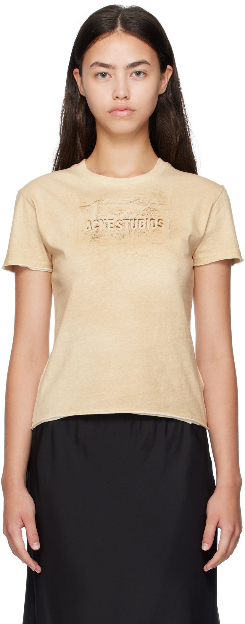 Тениска Acne Studios Acne Studios Logo Print T-Shirt Бежово | AL0472-