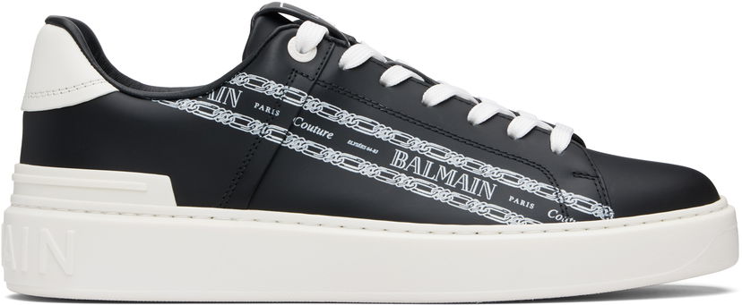 Кецове и обувки Balmain B-Court Printed Calfskin Черно | FM1VI288LBFC