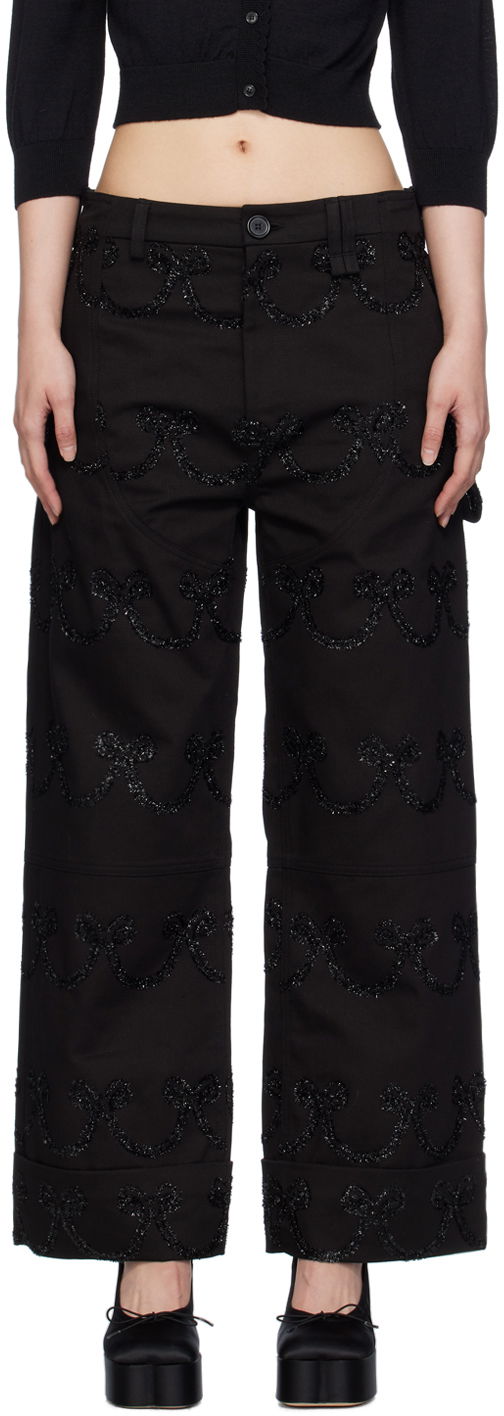 Панталони Simone Rocha Simone Rocha Patterned Wide-Leg Trousers Черно | 4101 1062, 0