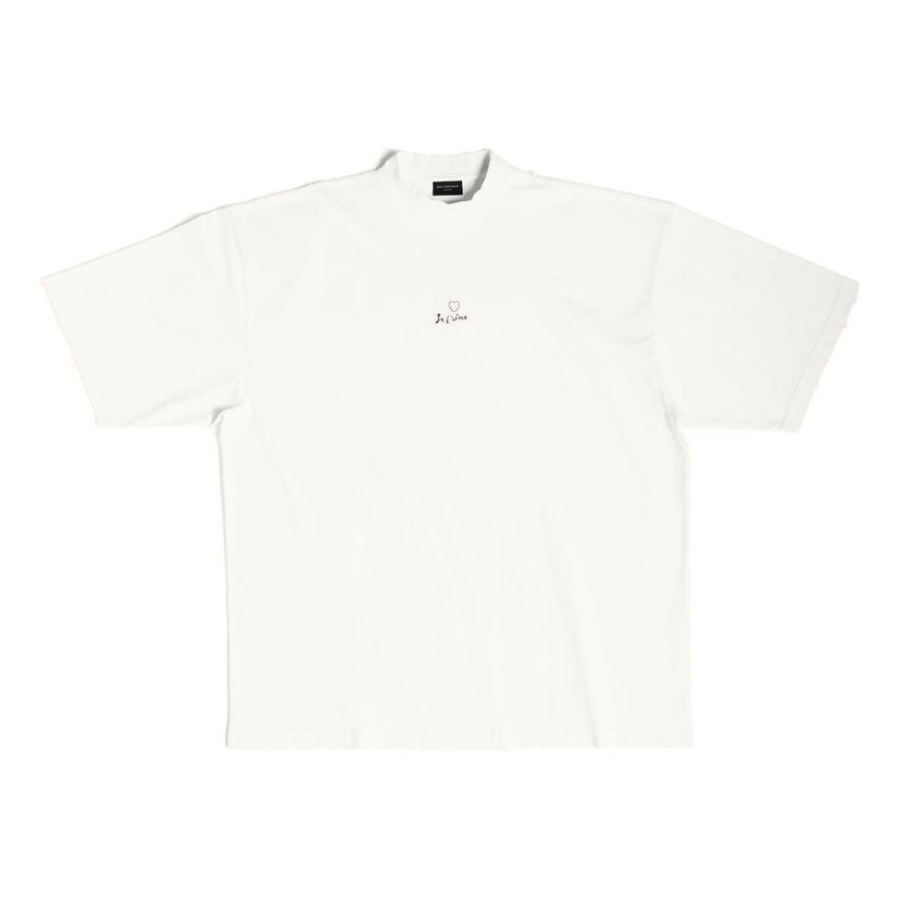 Тениска Balenciaga Large Fit T-Shirt With Small Logo Print Бяло | 744439TOVM79079