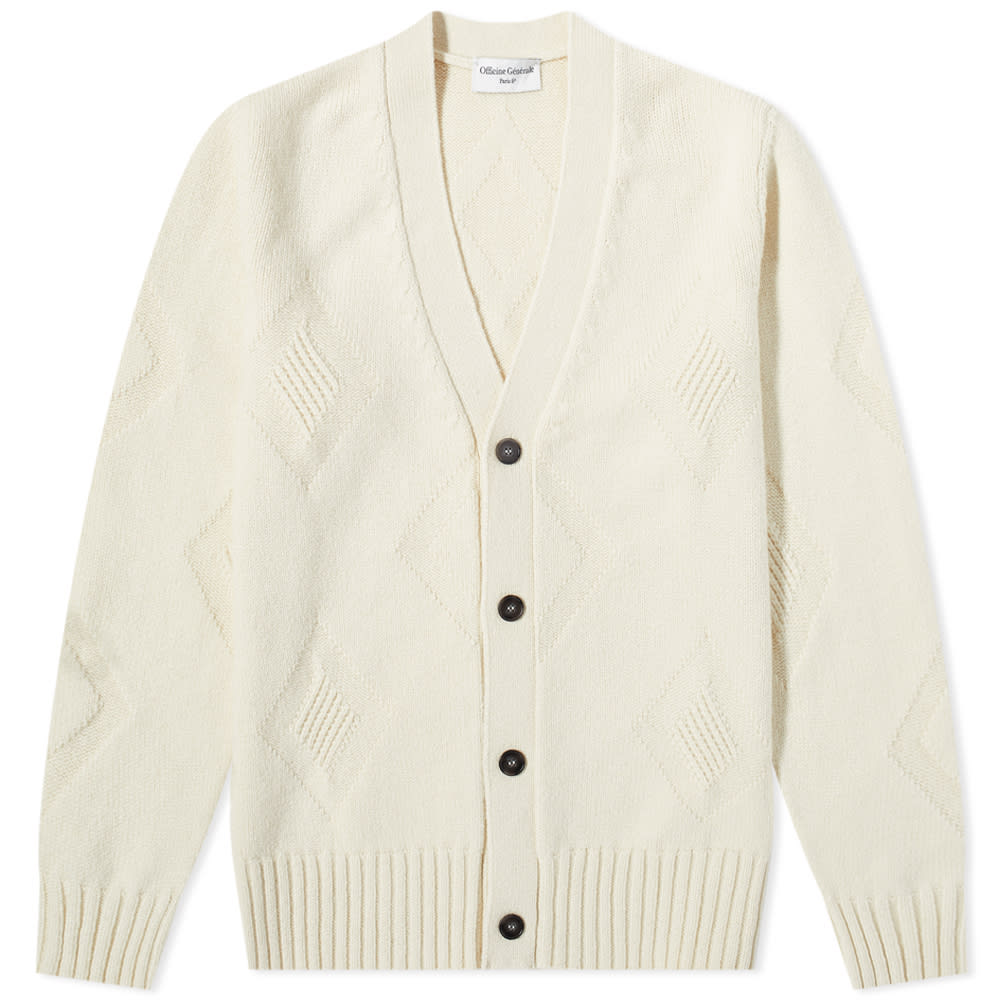 Пуловер Officine Générale Miles Argyle Cardigan Бяло | W22MKNT304PRE-ECR, 0