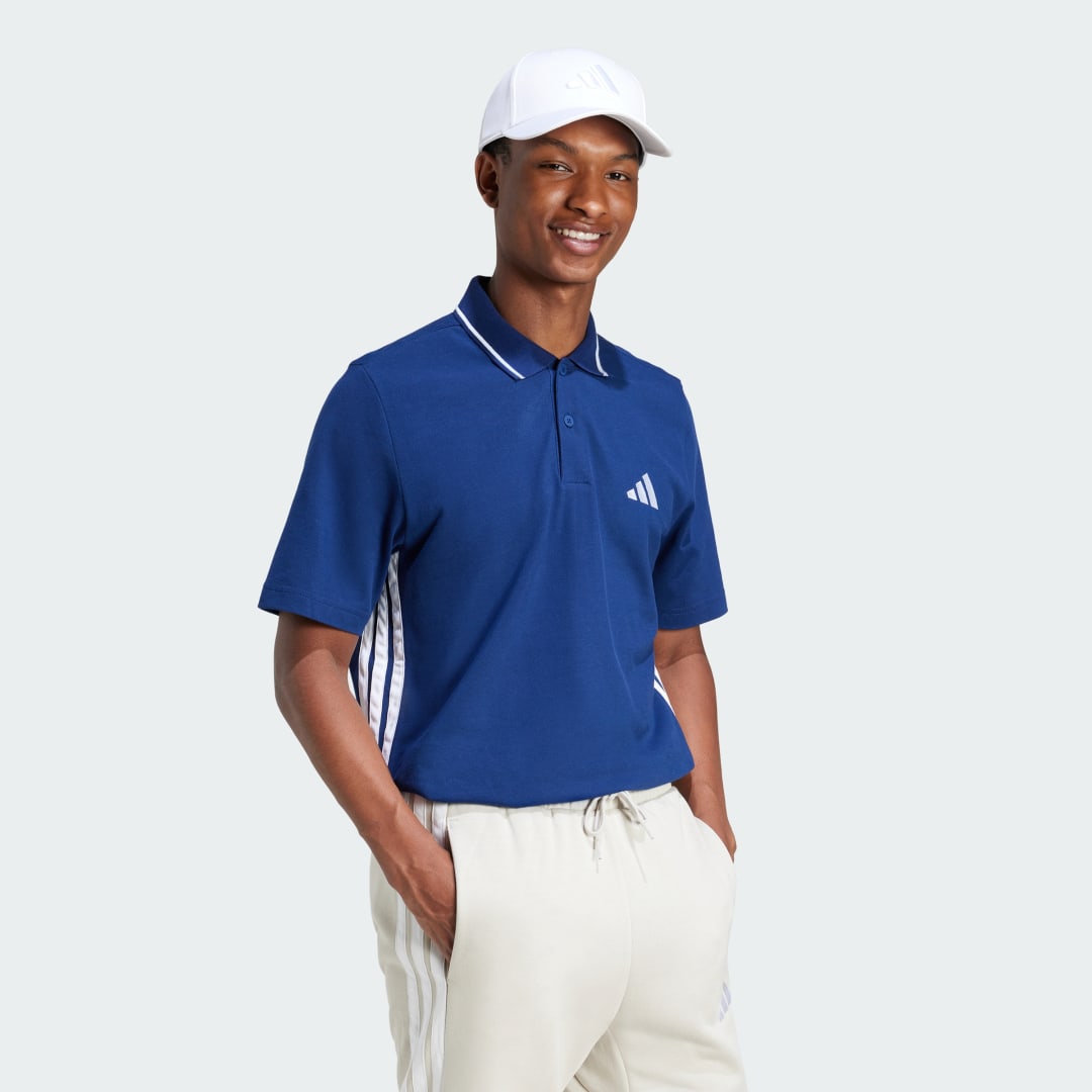 Поло тениска adidas Performance Essentials 3-Stripes Polo Shirt Синьо | JE6382, 1