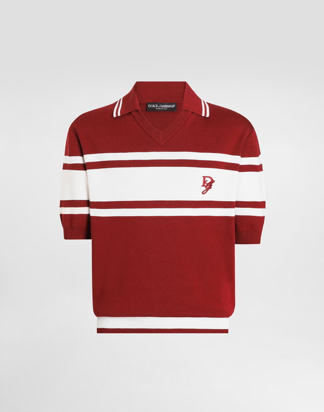 Dolce & Gabbana Silk & Cotton Blend Polo Shirt with DG Logo Embroidery